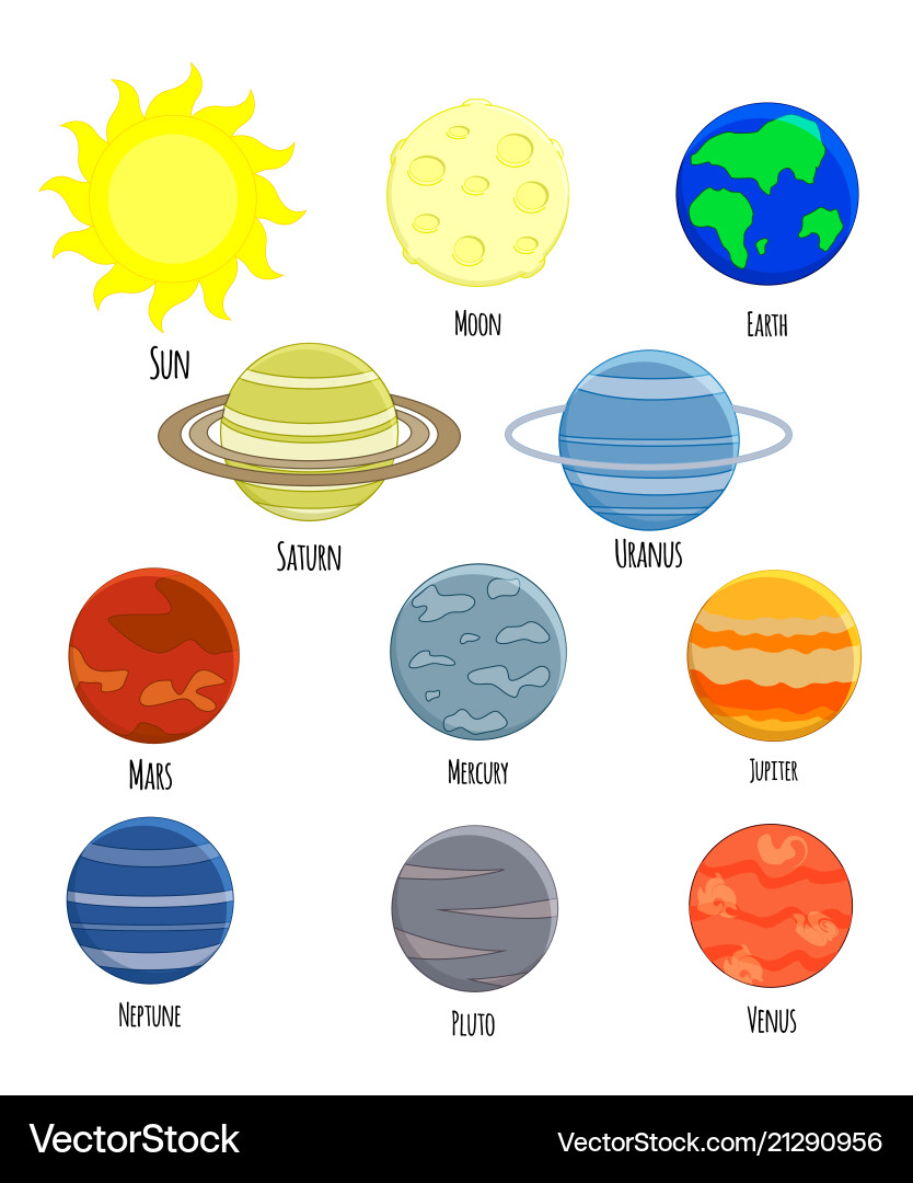 Set solar system planets Royalty Free Vector Image
