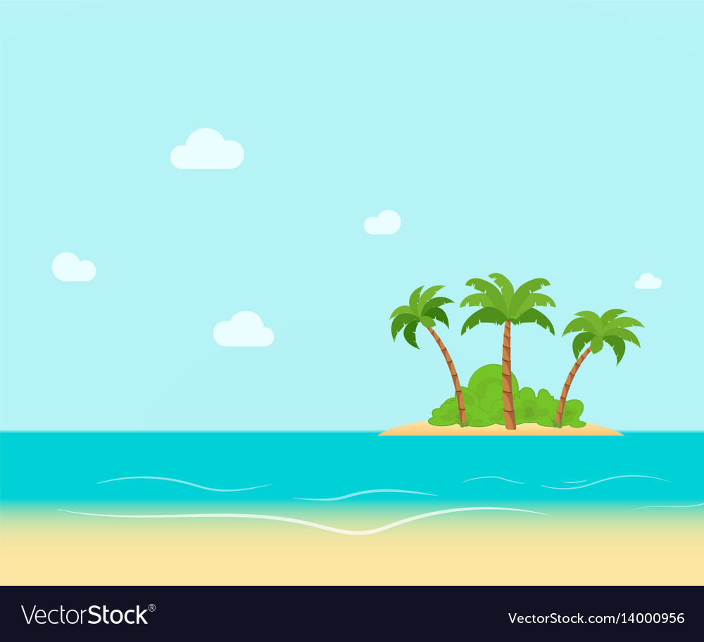 Tropical coast beach with hang palm trees view Vector Image