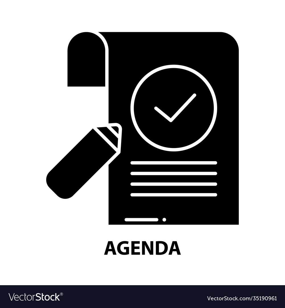 Agenda Icon Black Sign With Editable Royalty Free Vector