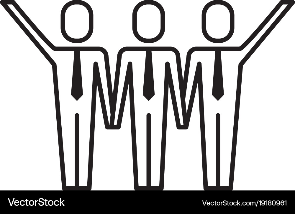 Three men holding hands teamwork successful Vector Image