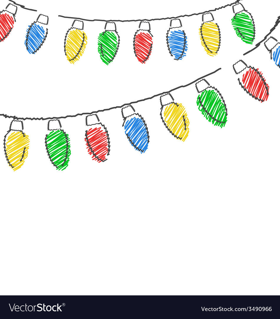 Hand drawn christmas lights isolated on white Vector Image