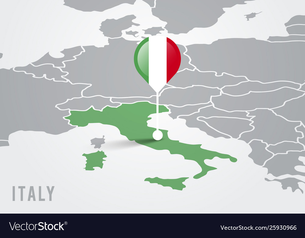 italy on map of europe Map Europe With Highlighted Italy And Pointer Vector Image italy on map of europe