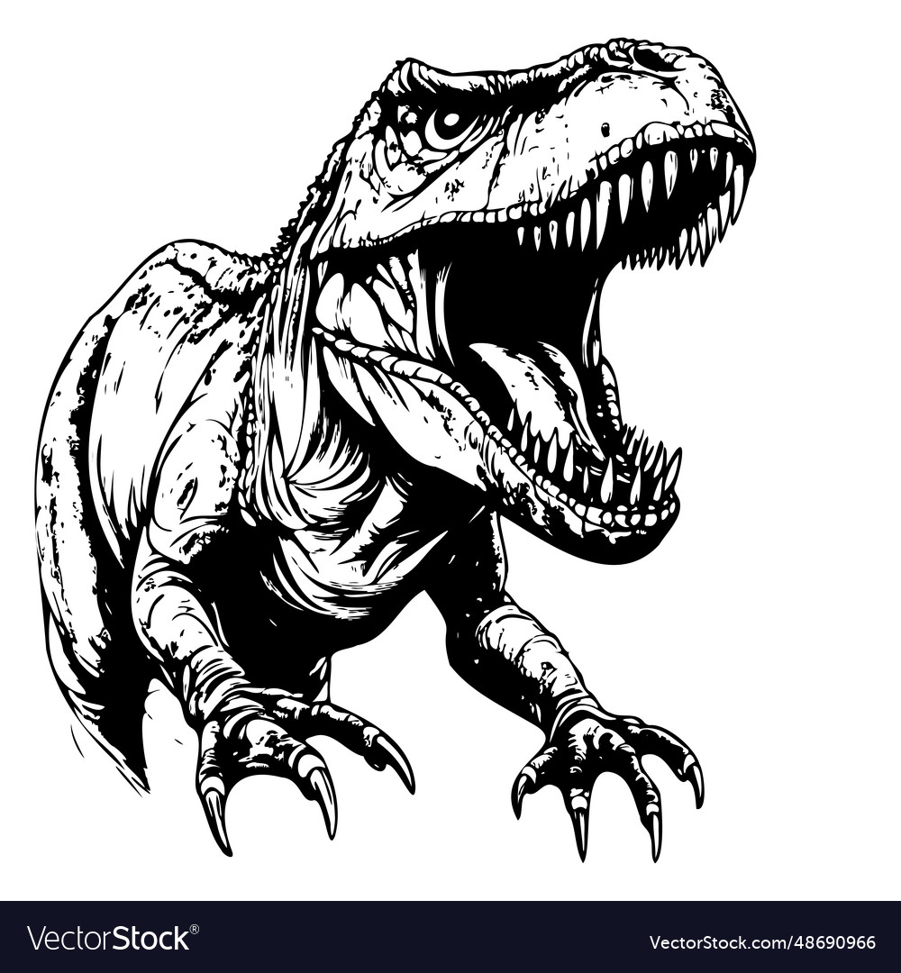 Rex dinosaur sketch hand drawn Royalty Free Vector Image