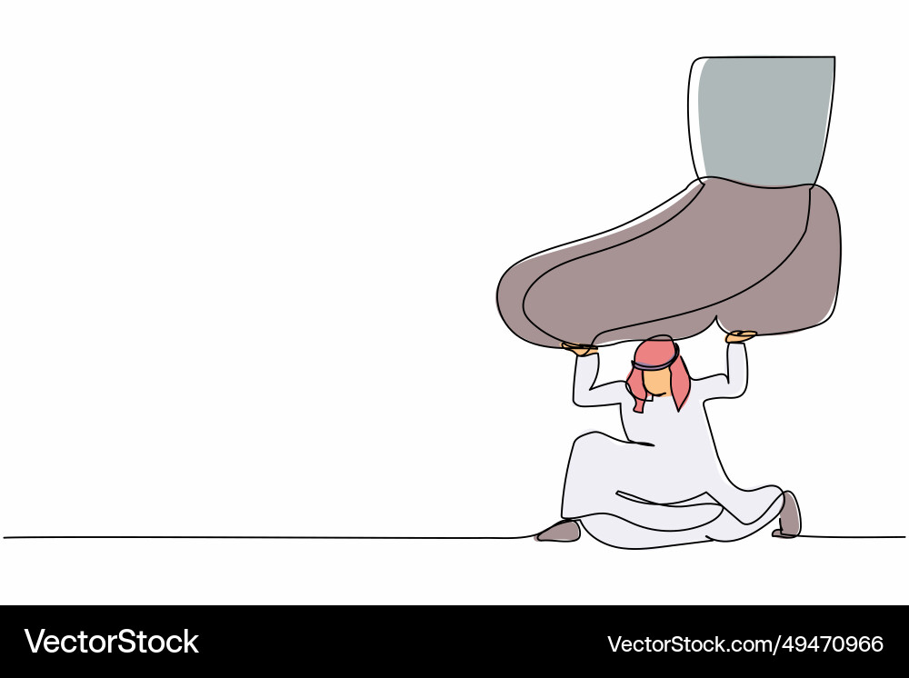 Single continuous line drawing active arab Vector Image