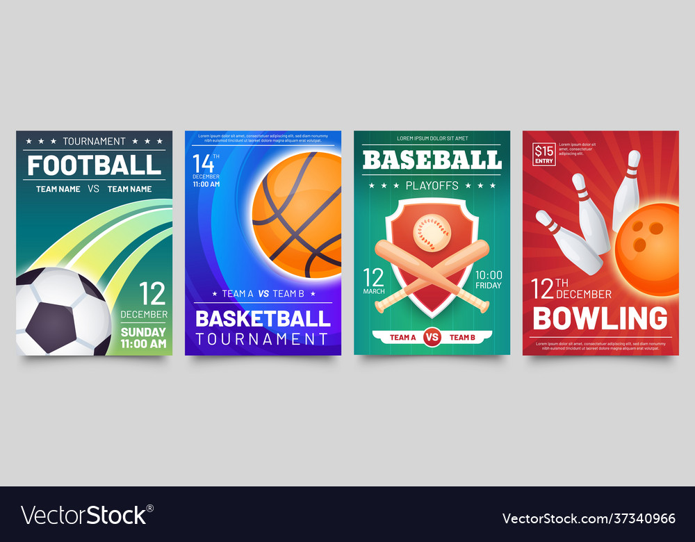 Sport games flyer basketball baseball football Vector Image