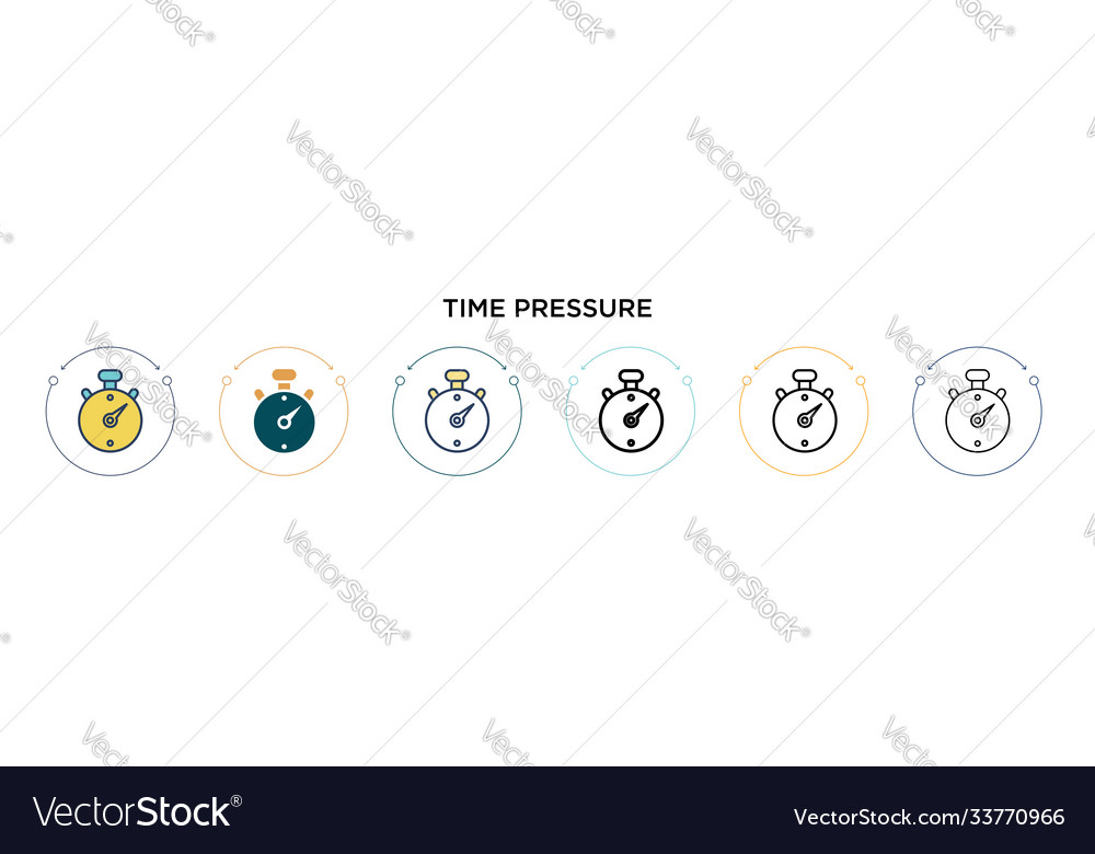 Time Pressure Icon In Filled Thin Line Outline Vector Image