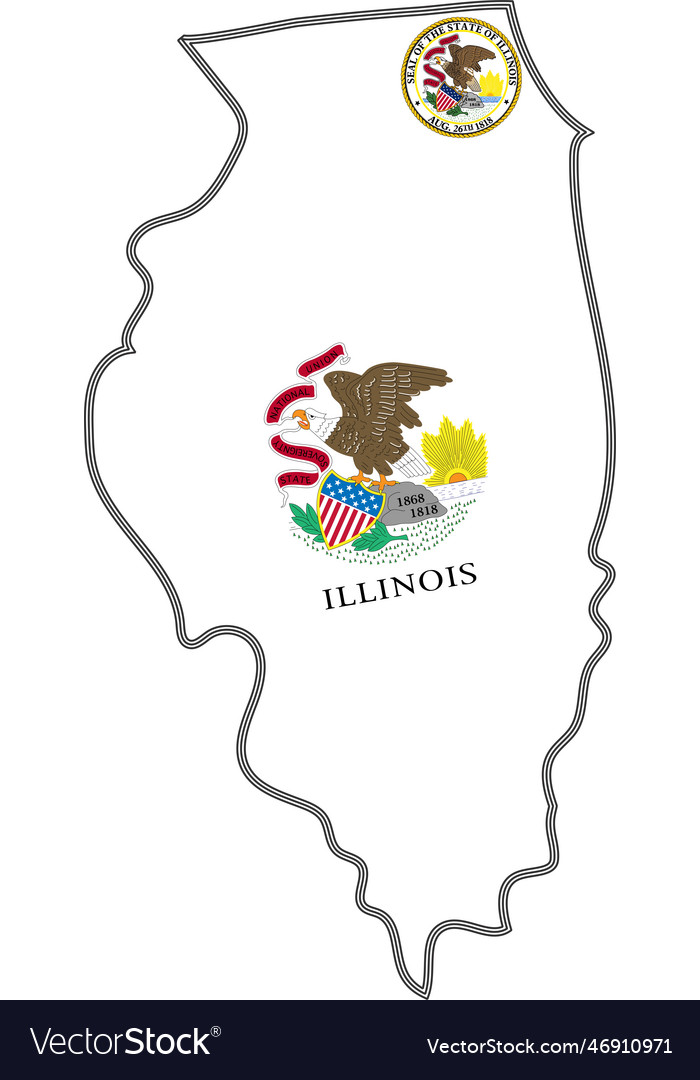 Map of illinois state usa Royalty Free Vector Image