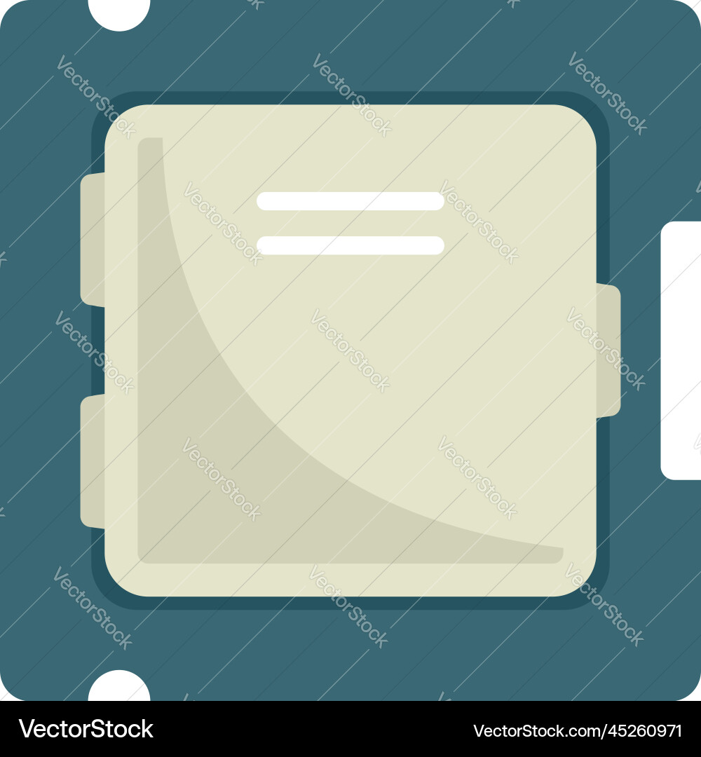 Processor chip icon flat circuit cpu Royalty Free Vector