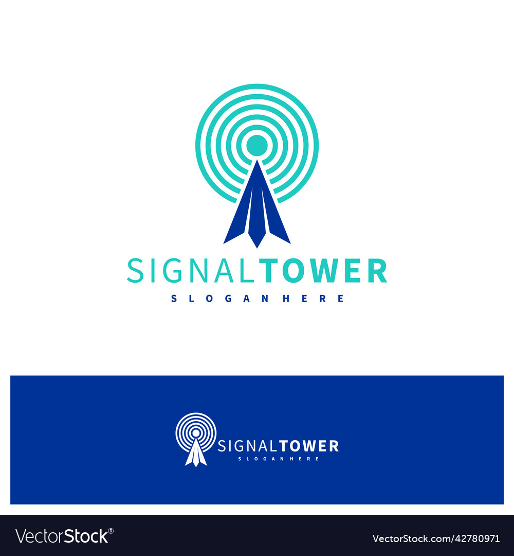 Signal tower logo design template Royalty Free Vector Image