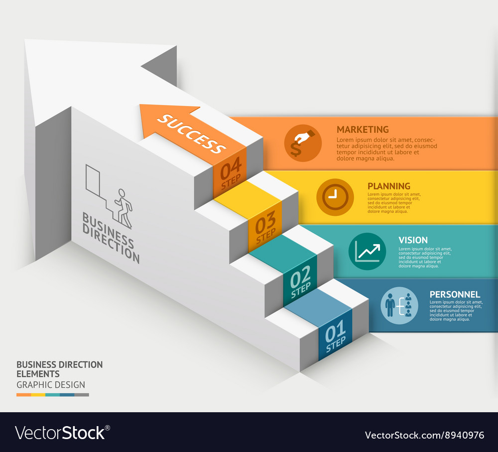 3d business staircase diagram template Royalty Free Vector