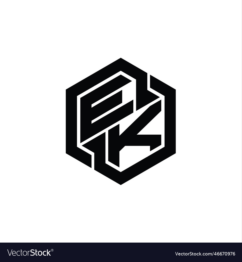 Ek logo monogram gaming hexagon geometric shape Vector Image