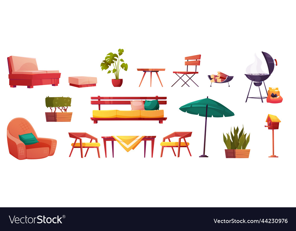 Garden elements isolated constructor set Vector Image