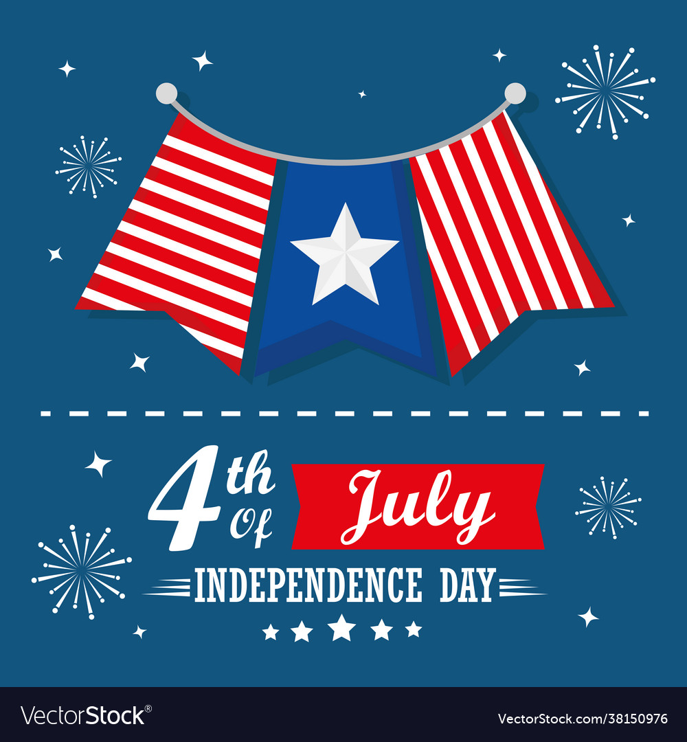 Independence day with banner pennant Royalty Free Vector