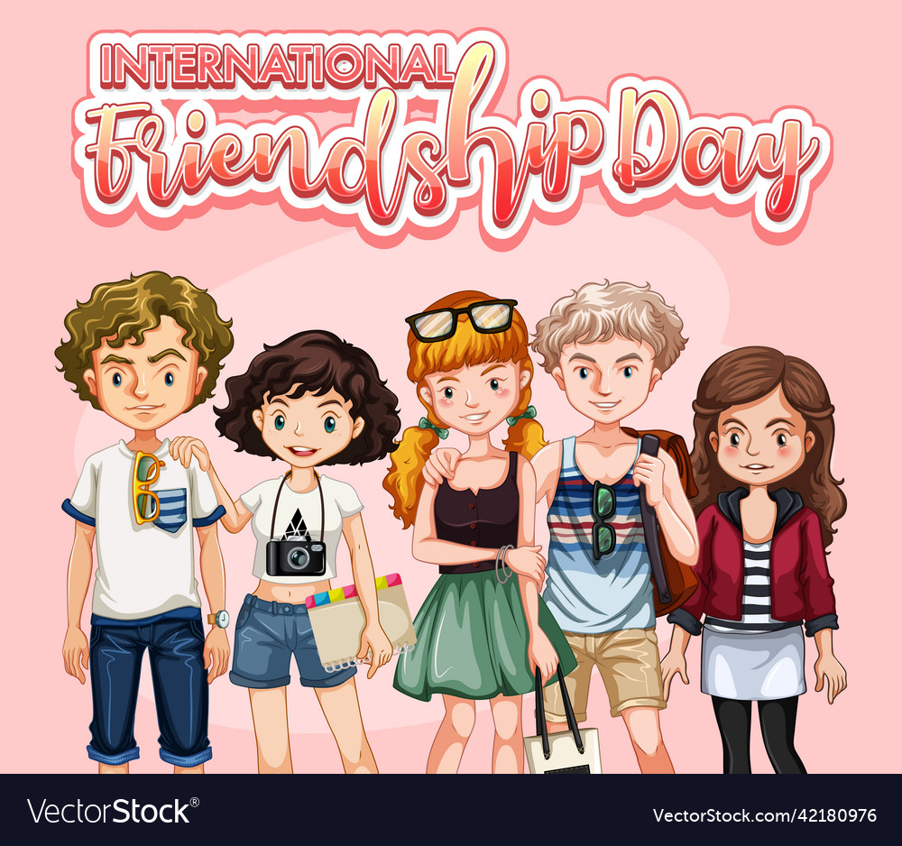 International friendship day with teenagers group Vector Image