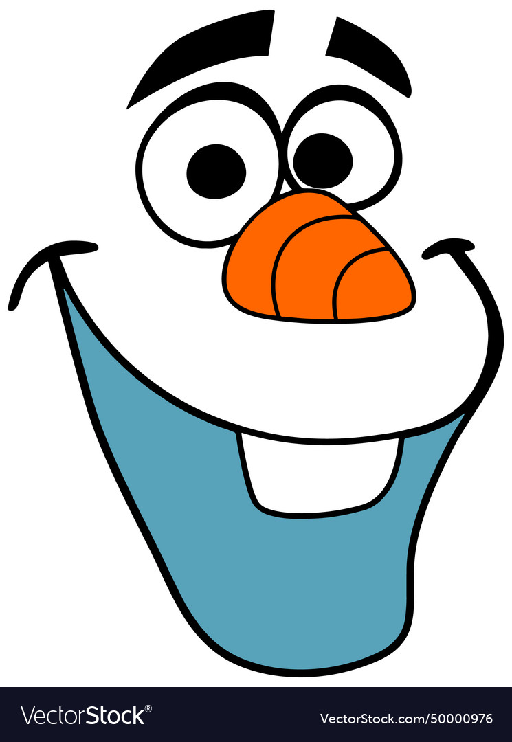 Olaf face frozen cartoon snowman Royalty Free Vector Image