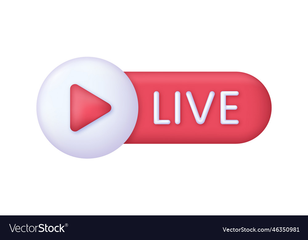 3d live streaming icon Royalty Free Vector Image