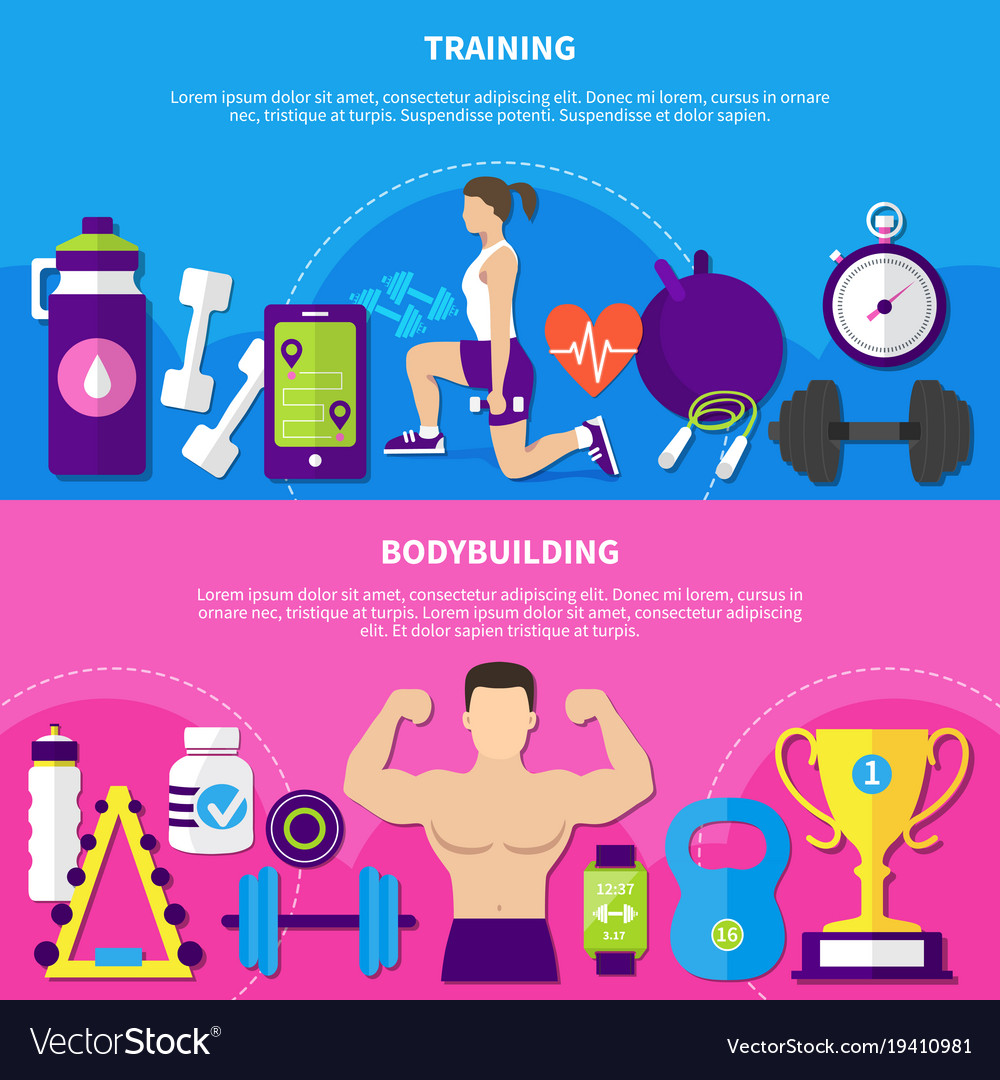 Bodybuilding training banners Royalty Free Vector Image