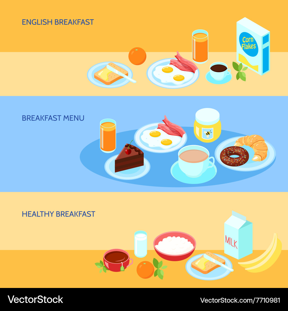 Breakfast flat set Royalty Free Vector Image - VectorStock