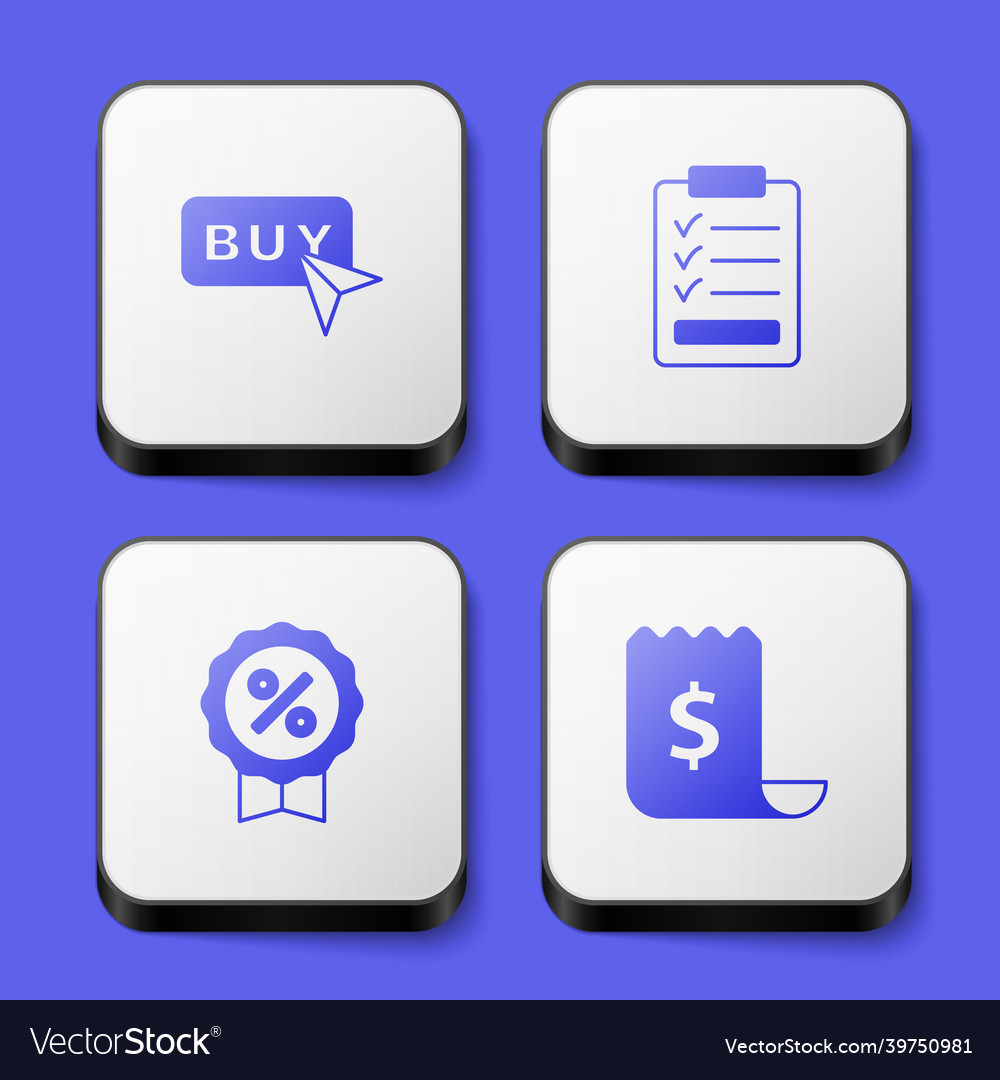 Set buy button clipboard with checklist discount Vector Image