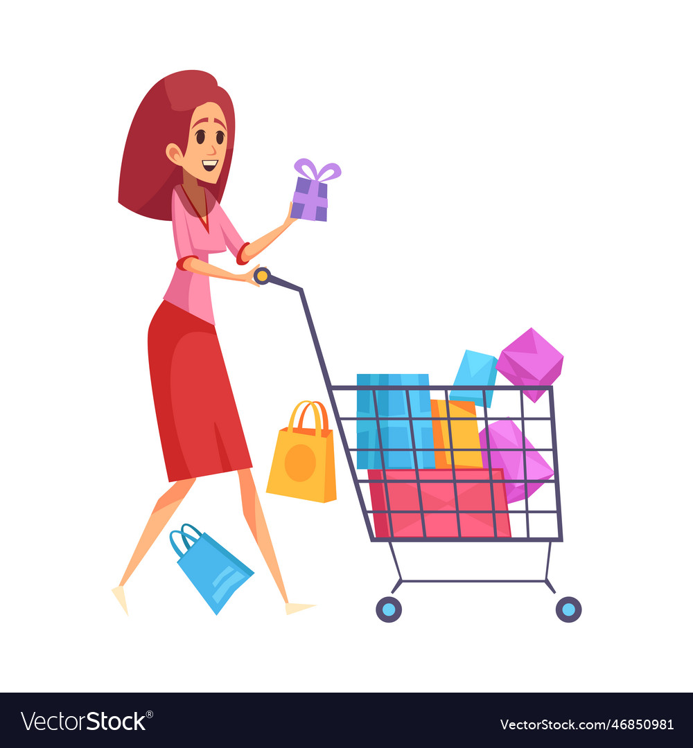 Shopaholic cartoon Royalty Free Vector Image - VectorStock