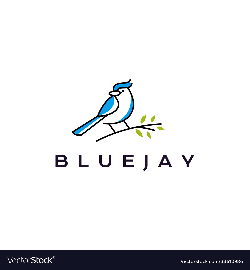 Blue jay bird logo design Royalty Free Vector Image