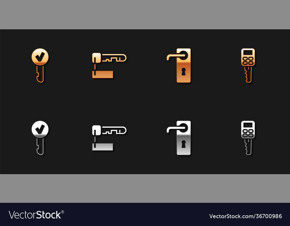 Set key marked key door handle and car Royalty Free Vector