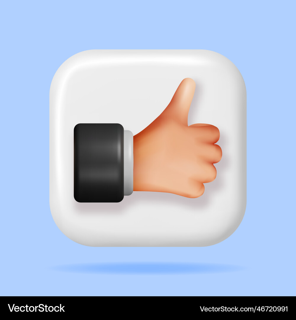 3d thumbs up hand gesture button Royalty Free Vector Image