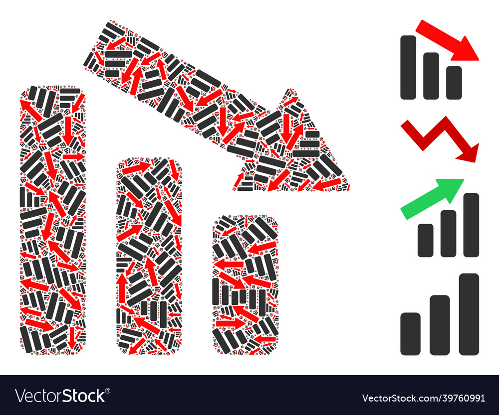 Down trend bar chart icon recursive mosaic Vector Image