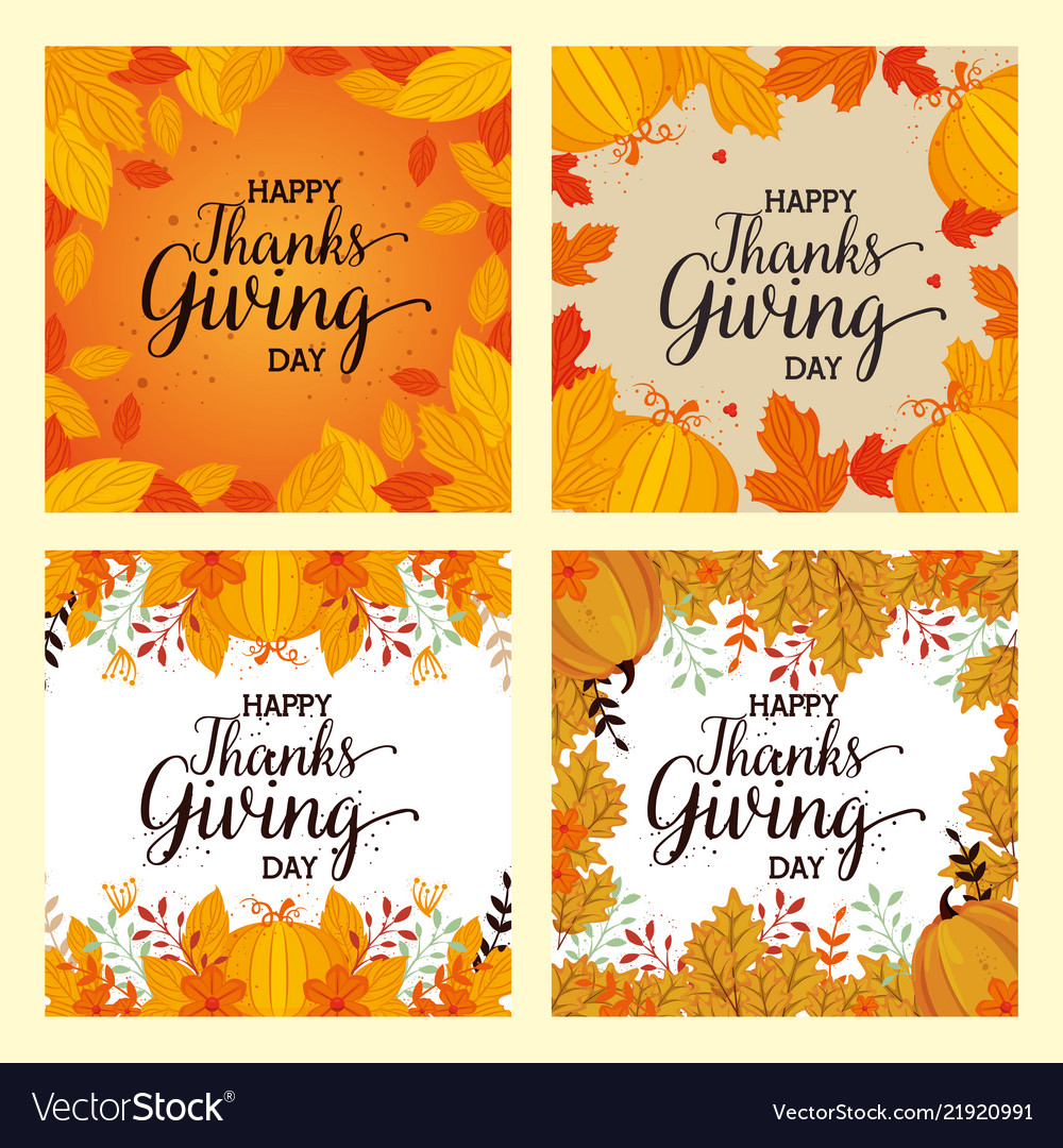 happy thanks giving cards with floral decoration vector image thanks photo cards