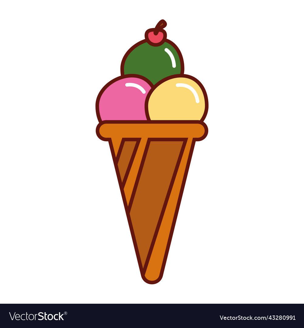 Ice cream sweet cone Royalty Free Vector Image