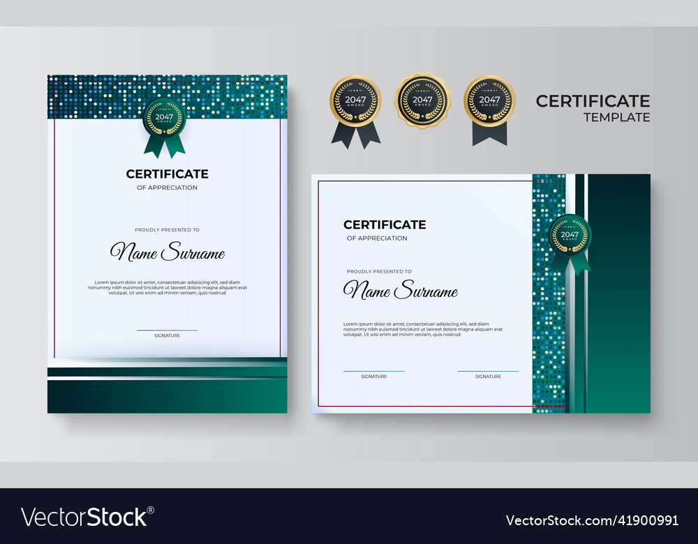 Modern employee green certificate design template Vector Image