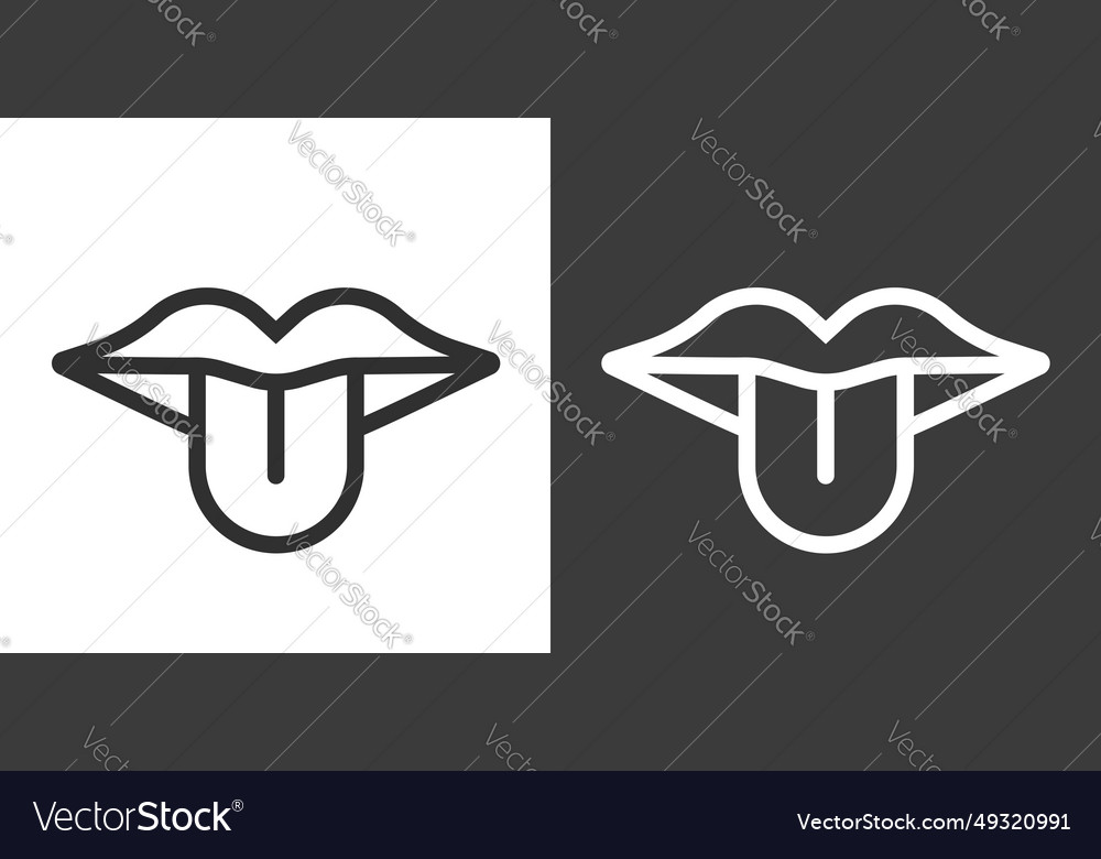 Mouth tongue icon line outline art graphic Vector Image