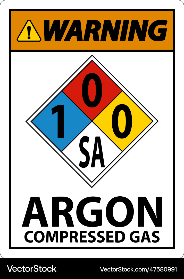 Nfpa warning argon compressed gas 100sa sign Vector Image