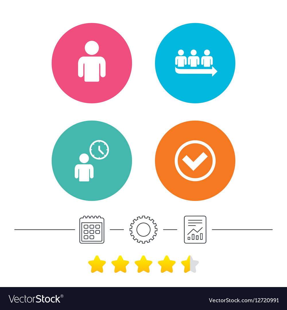 Queue icon person waiting sign check and time Vector Image