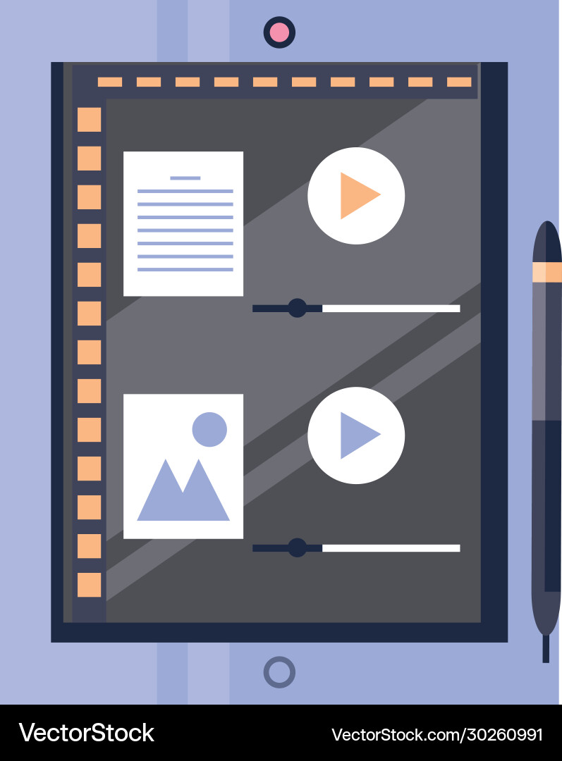 Tablet with play button on screen Royalty Free Vector Image