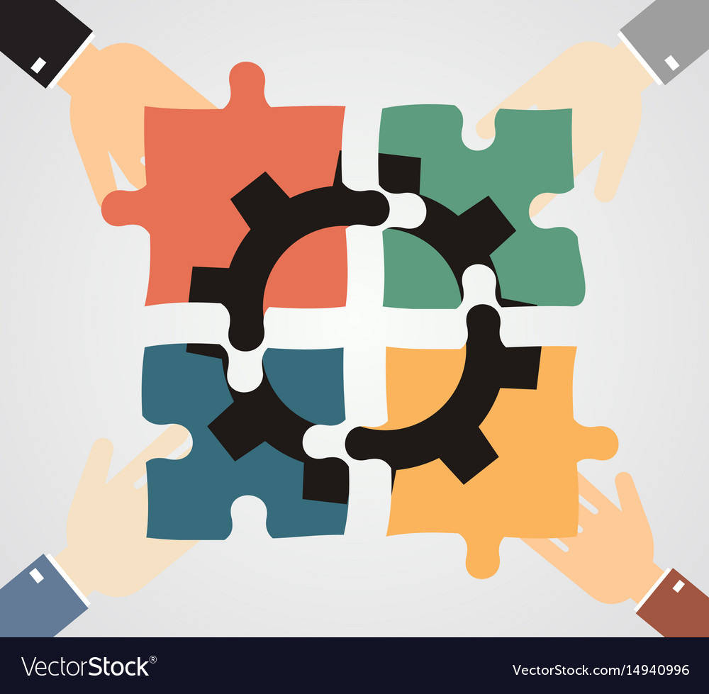 Businessman hand holding piece puzzle Royalty Free Vector