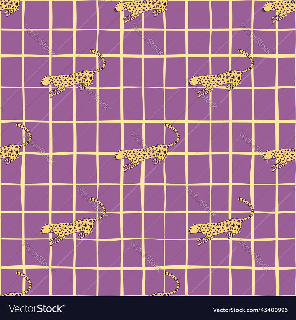 Doodle cheetah seamless pattern hand drawn cute vector image Doodle cheetah seamless pattern hand drawn cute