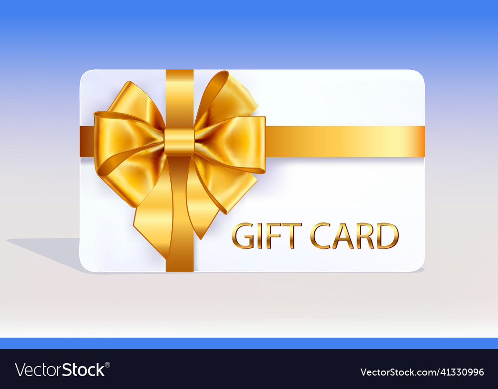 Gift card with golden bow Royalty Free Vector Image