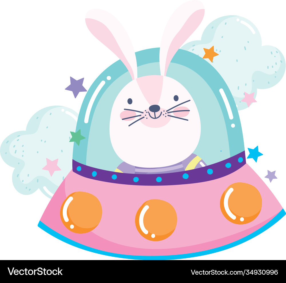 Rabbit in ufo explore space adventure galaxy Vector Image
