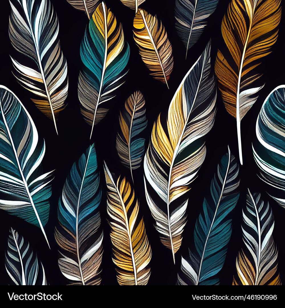 Seamless pattern with feathers Royalty Free Vector Image