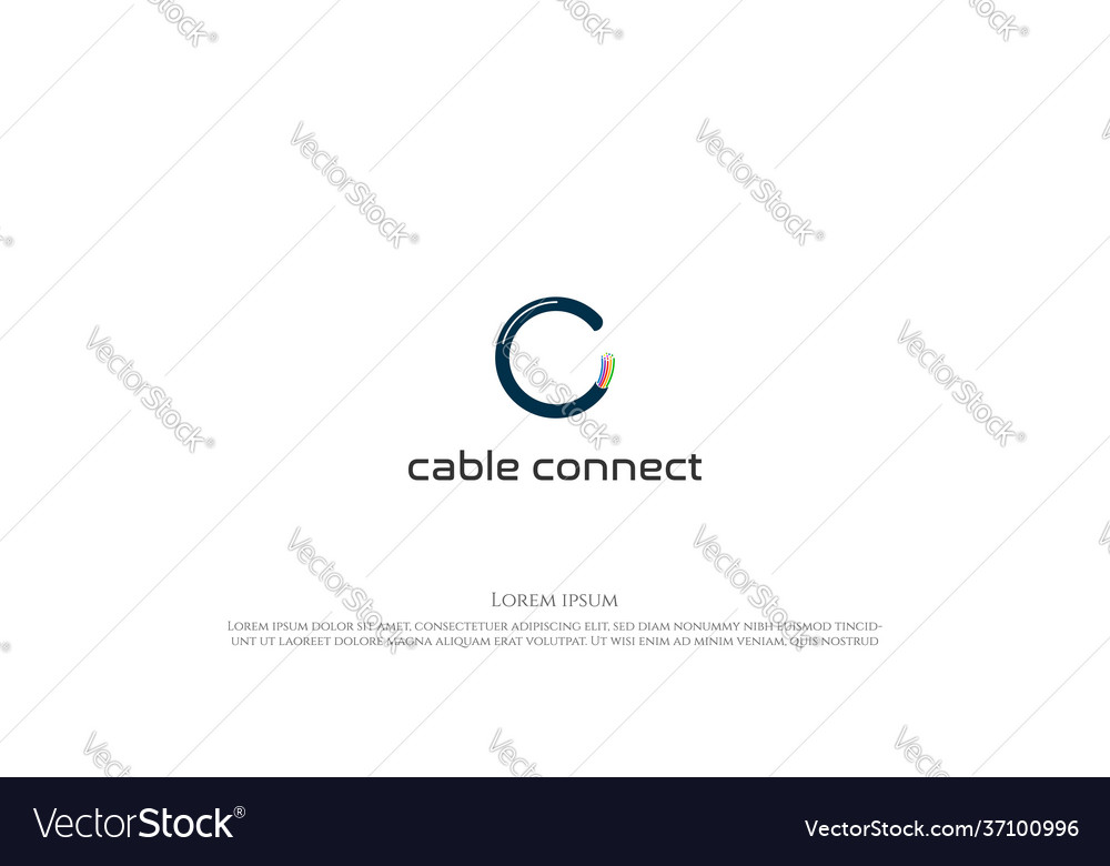 Simple minimalist cable fiber optic logo design Vector Image
