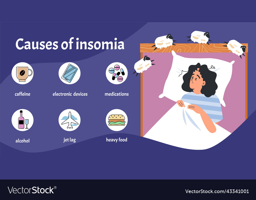 Banner about causes of insomnia flat style Vector Image