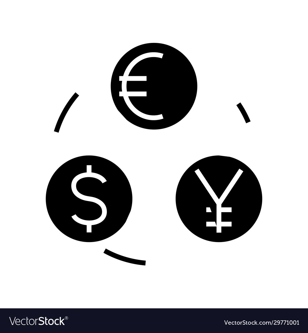 Currency Conversion Black Icon Concept Royalty Free Vector