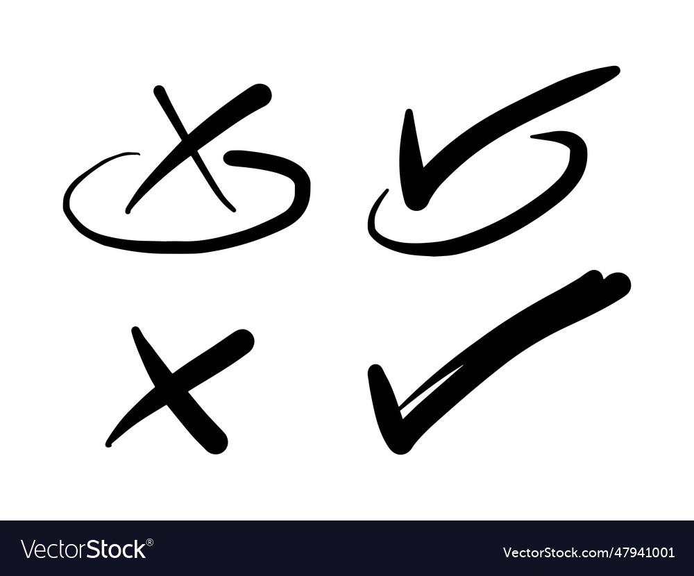 Premium Vector  Check and cross mark set hand drawn doodle sketch style  vote yes no drawn concept check box cross mark with box circle element  vector illustration