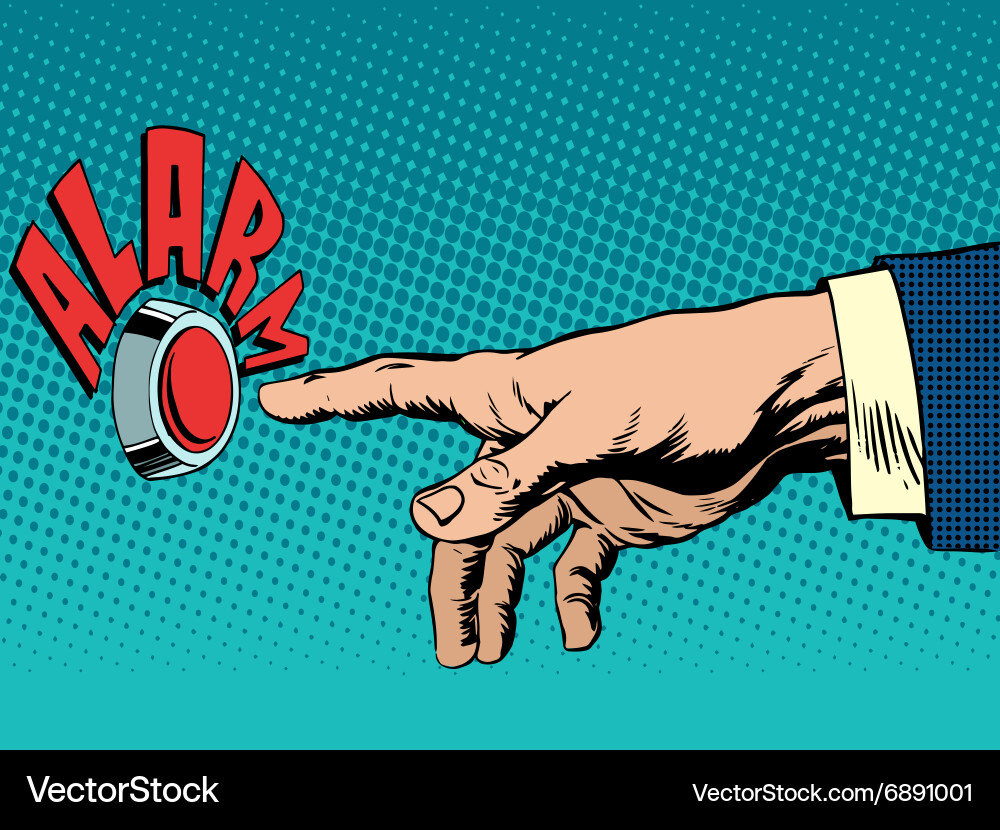 Hand presses alarm button Royalty Free Vector Image