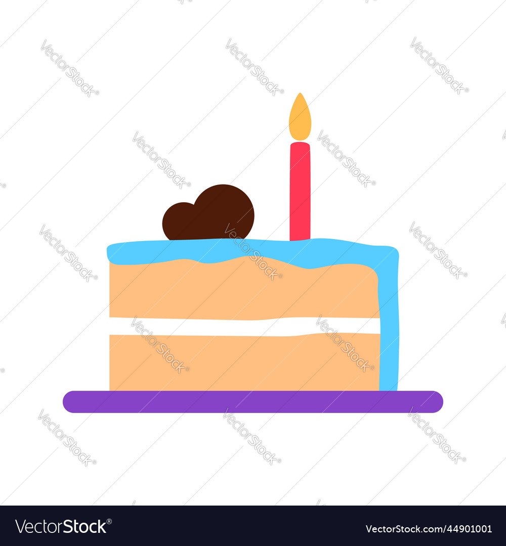 Two tiered flat cake slice on white background Vector Image