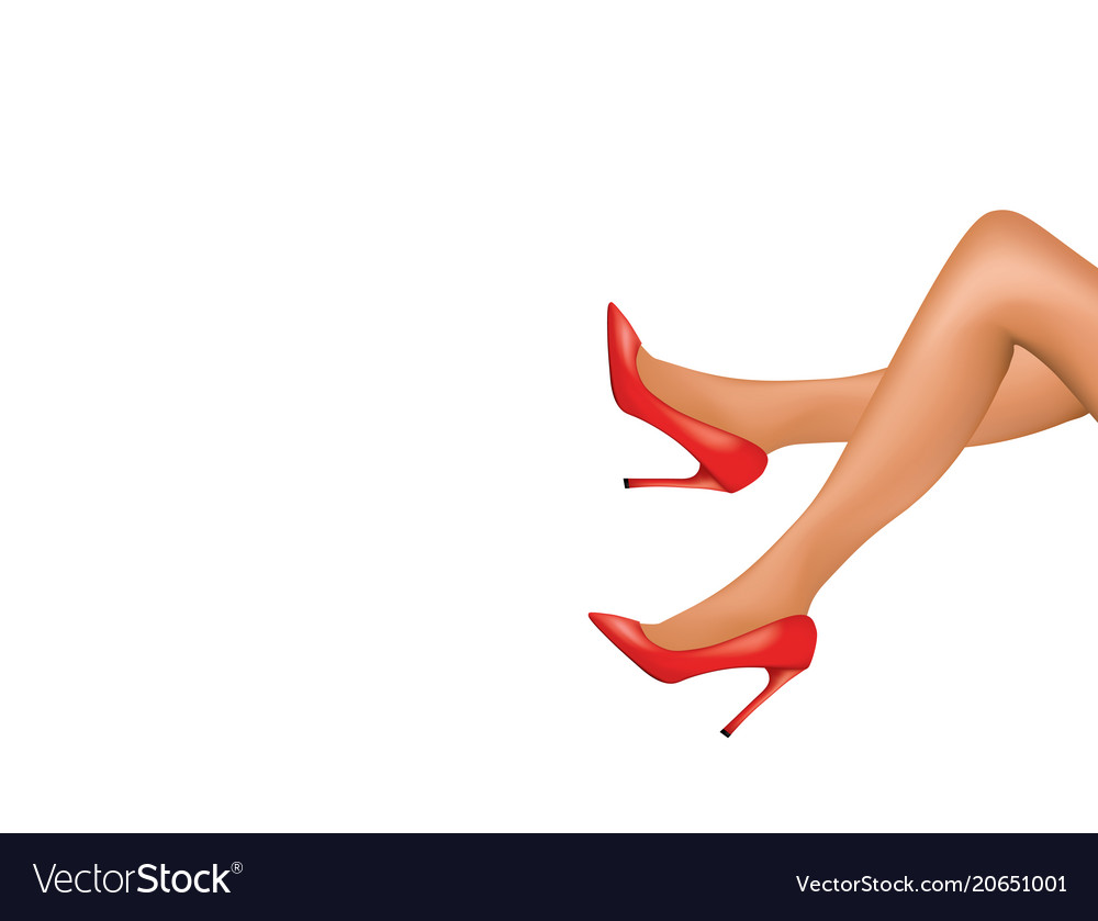 Woman Legs With Red High Heels Shoes Royalty Free Vector 