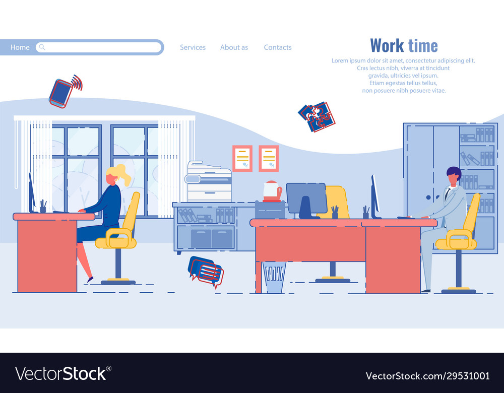 Work Time And Business Employees Productivity Vector Image
