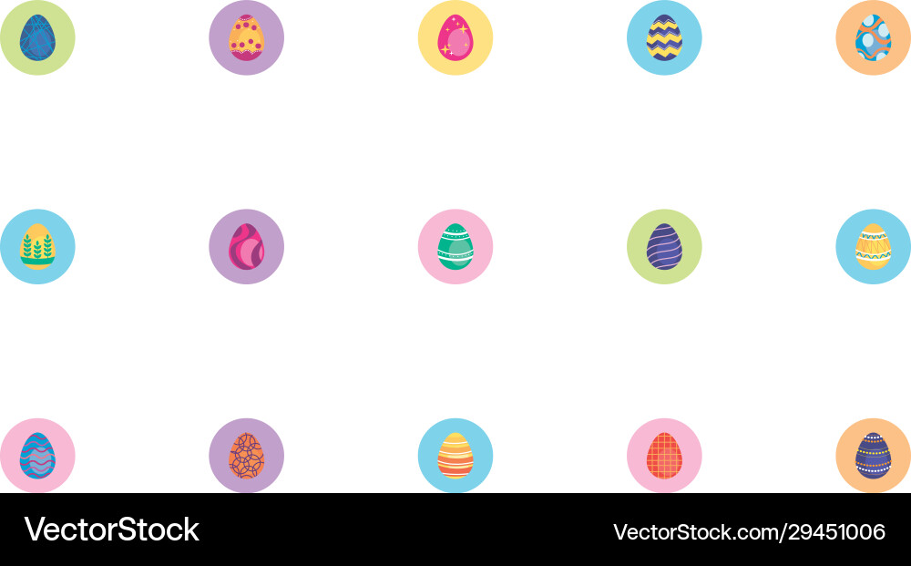 Bundle easter eggs painted block style icons Vector Image