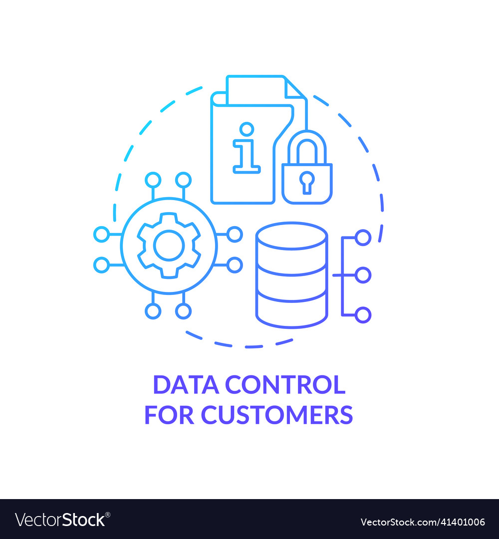 Data control for customers blue gradient concept Vector Image